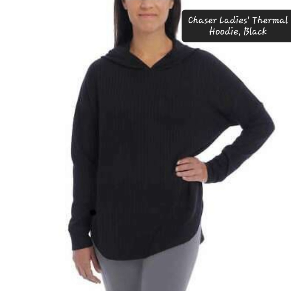 Chaser Ladies' Thermal Hoodie, Black